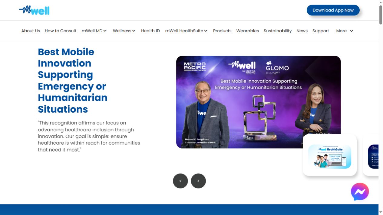 mWell Wellness Platform public website screenshot